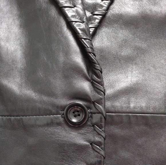 Cache black leather jacket one button blazer - Picture 11 of 12